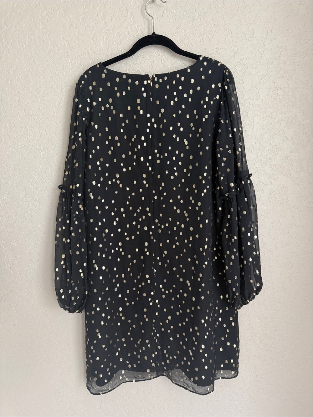 Lilly Pulitzer Cleme Black Silk Dress Gold Dot 14 - Picture 7 of 10